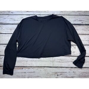 Lululemon Muscle Love Long Sleeve Top Black  Boxy Cropped Stretch Size 10